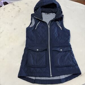 Athleta Women’s S Navy Quilted Hooded Vest Full Zip Lined Lightweight